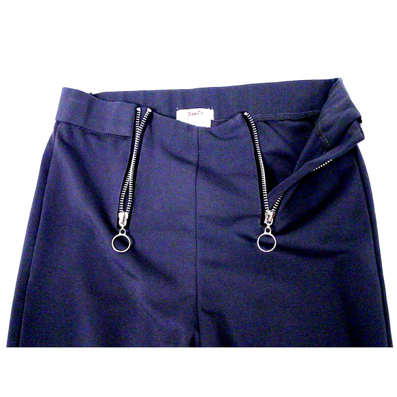 Poof Leggings Women M L 26x26 Dark Gray High Rise Zippered Front Tapered Ankle - Picture 3 of 8